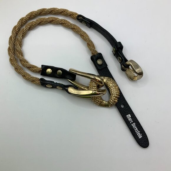 Marc Bernstein Leather Gold Tone Braided Mesh Wrap Necklace Bracelet - Picture 7 of 7